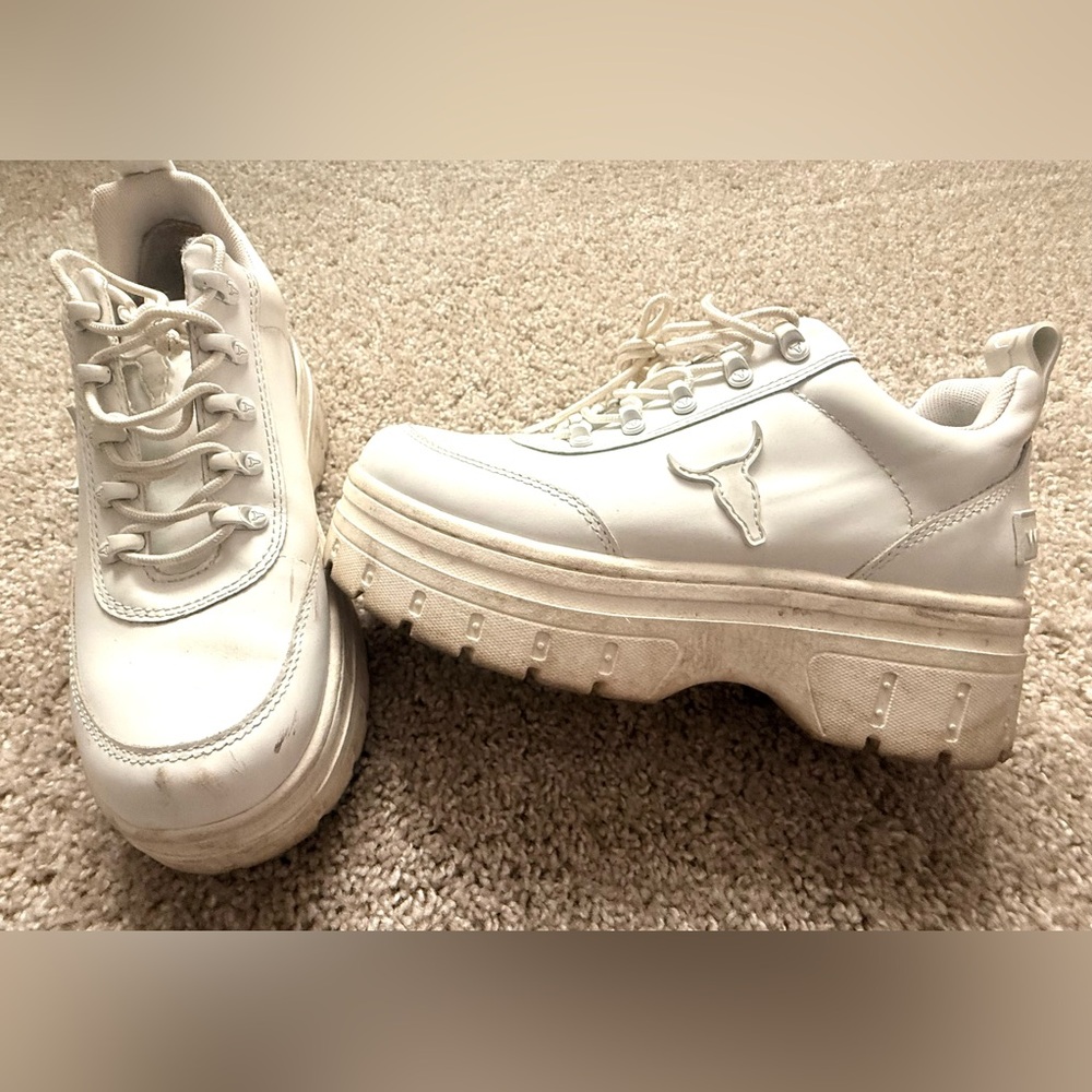 Princess Polly Windsor Smith Women's White Platform Chunky Sneakers Size 9 Shoe